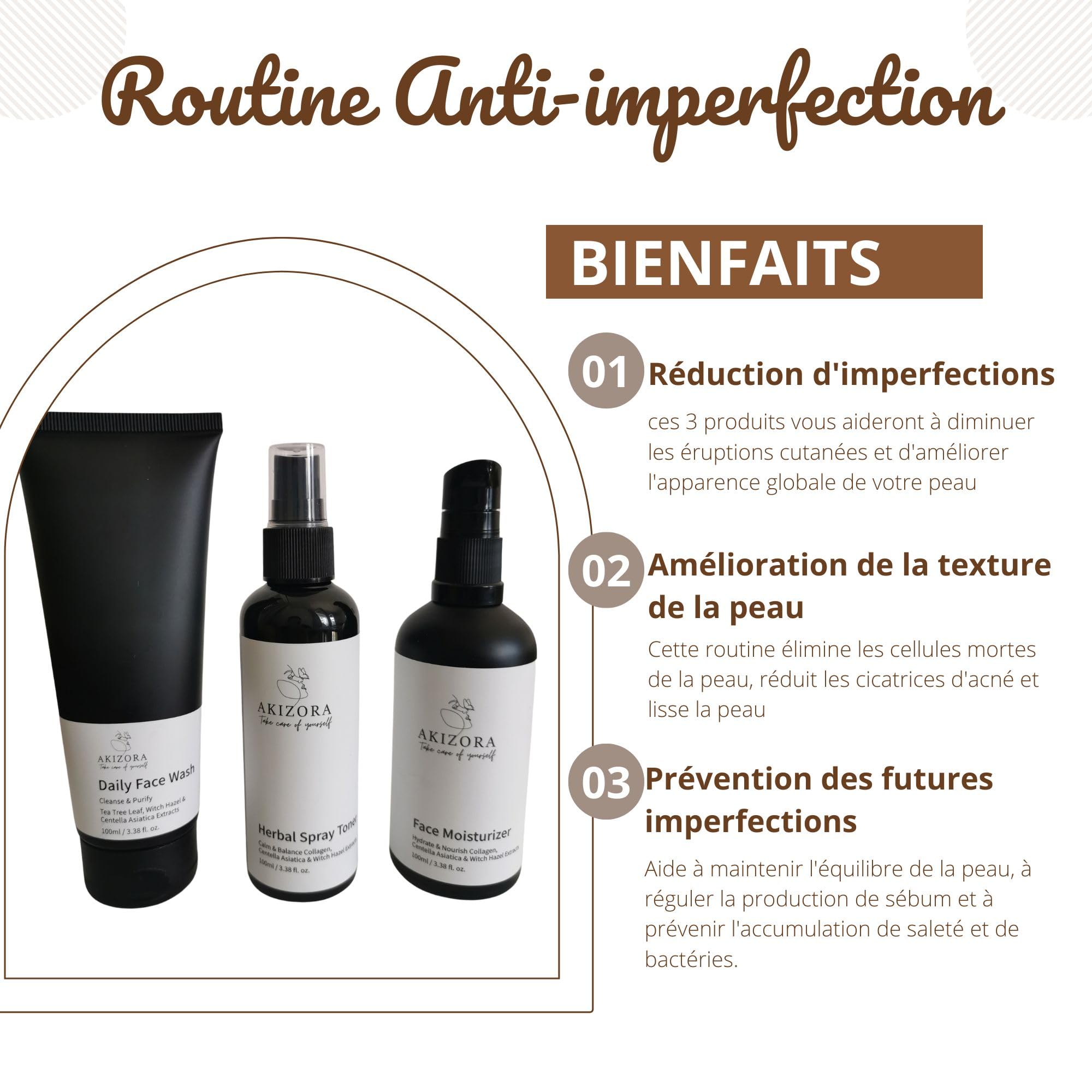 AKIZORA Coffret Soin Visage Homme – Gel Nettoyant Tea Tree, Lotion Tonique Purifiante & Crème Régénérante Collagène – Routine Quotidienne Fraîcheur & Hydratation – Idée Cadeau Masculine
