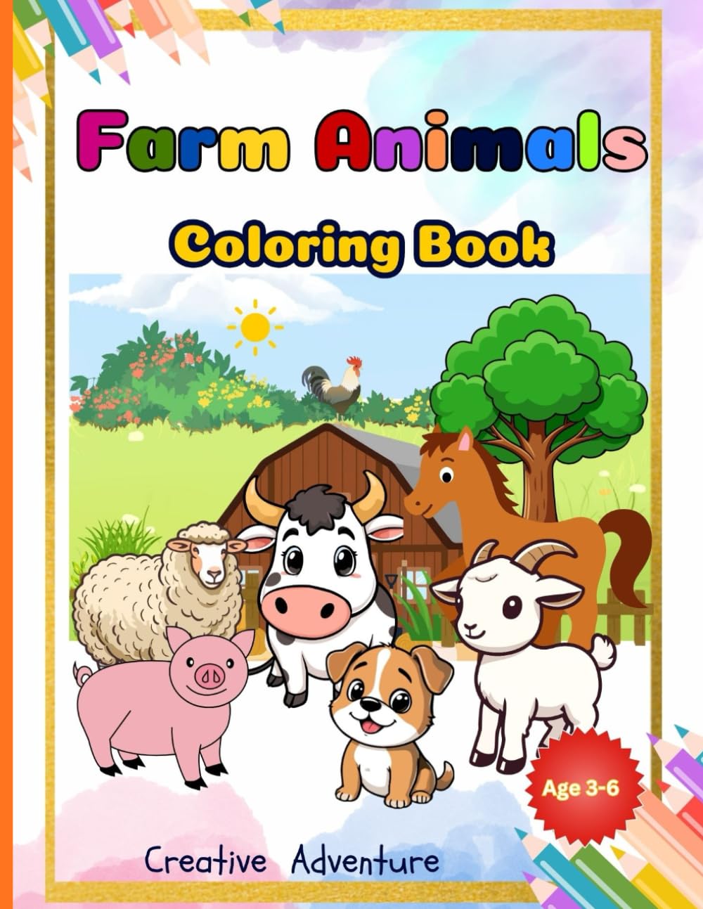 Farm Animal coloring book: A Fun and Easy Coloring Book for Toddlers and Preschoolers Ages 3 to 6