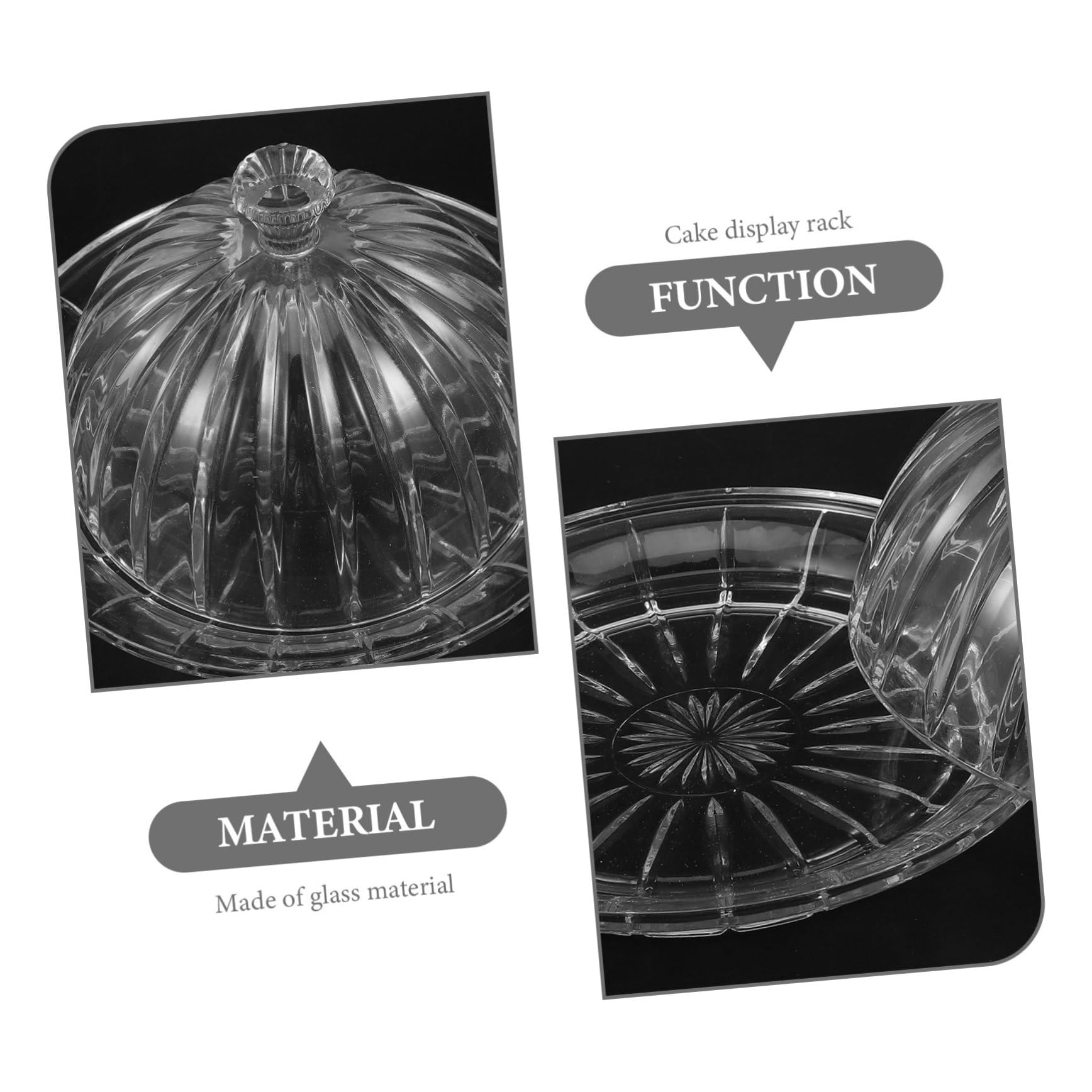 Mobestech Portatorte in Vetro con Coperchio Elegante per Dolci, Piatto da Dessert con Base Stabile e Design Raffinato, per Feste di Capodanno e Cene Formali