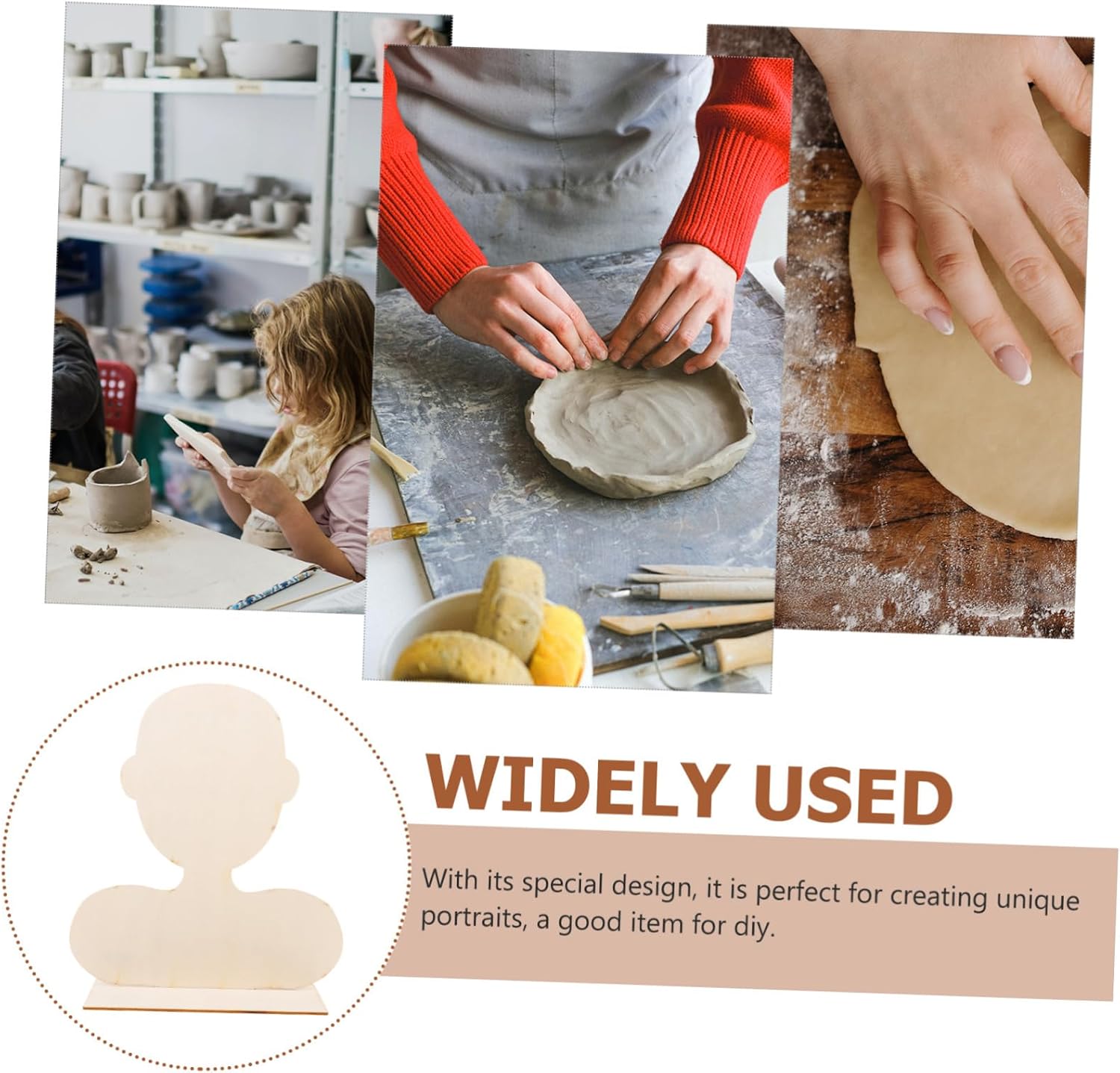 ARTIBETTER Portrait Clay Crafting Board Wooden DIY Art Base for Pottery Projects for Creating Boys Artists and