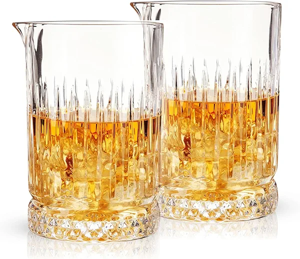 2 Pack Large Cocktail Mixing Glass, 25.6oz Seamless Crystal Bar Mixing Glasses with Weighted Thick Bottom, Old Fashioned Mixing Glass Bartender - Bar Tools for Martinis, Manhattans