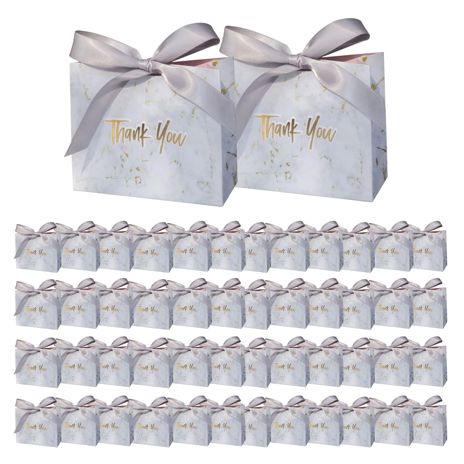 50 Stück Geschenktüte mit Schleifen Gastgeschenke, Hochzeits Geschenkbox, Danke Geschenktasche Papier, Papier Geschenkboxen für Geburtstag, Abschluss Feier, Hochzeit