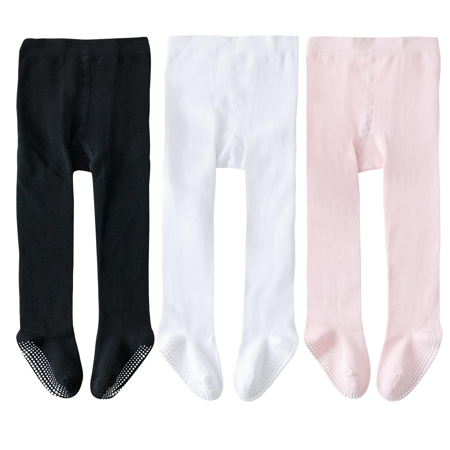 EPEIUS Baby Tights Baby Girls Non-Slip Plain/Ribbed Leggings Seamless Cotton Stockings Pantyhose Newborn Infant Toddler