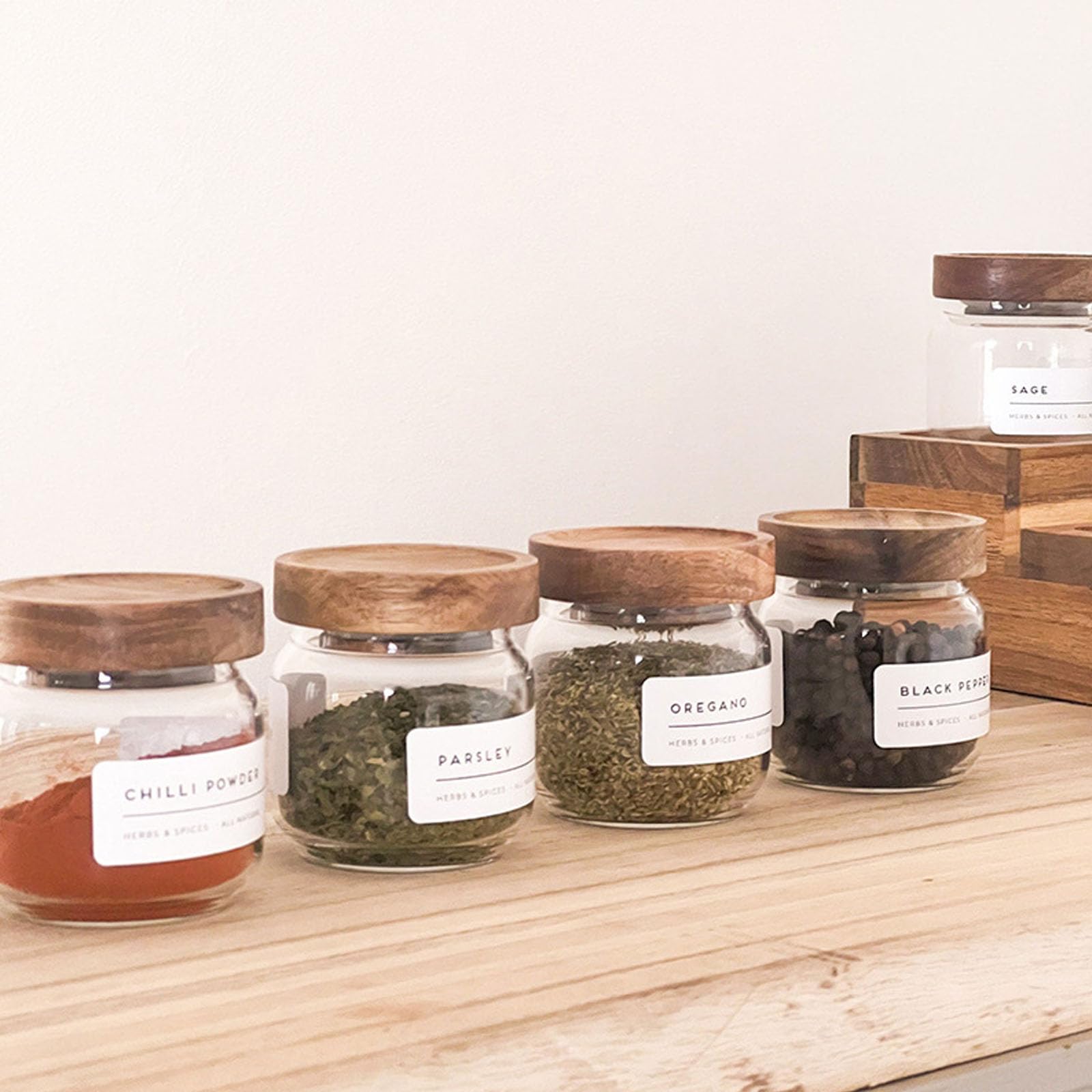 Transparentes Glas mit Deckel aus Akazienholz, perfekt für die Organisation von Kaffee, Zucker, praktische Aufbewahrungsdose, Maurer-Glas mit Holzdeckel