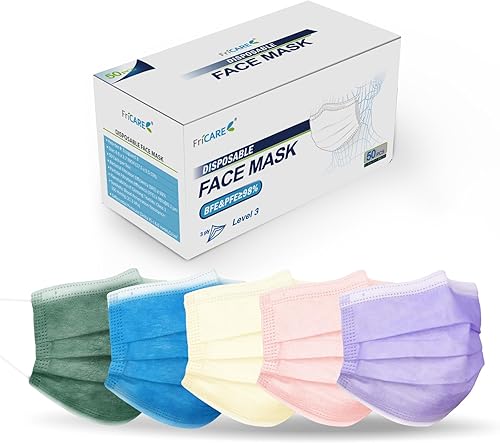 Miniatura 81 de FriCARE Mascarillas desechables, 3 capas ASTM nivel 3 grado médico, elegibles para FSA/HSA, transpirables y cómodas para alergias/protección solar