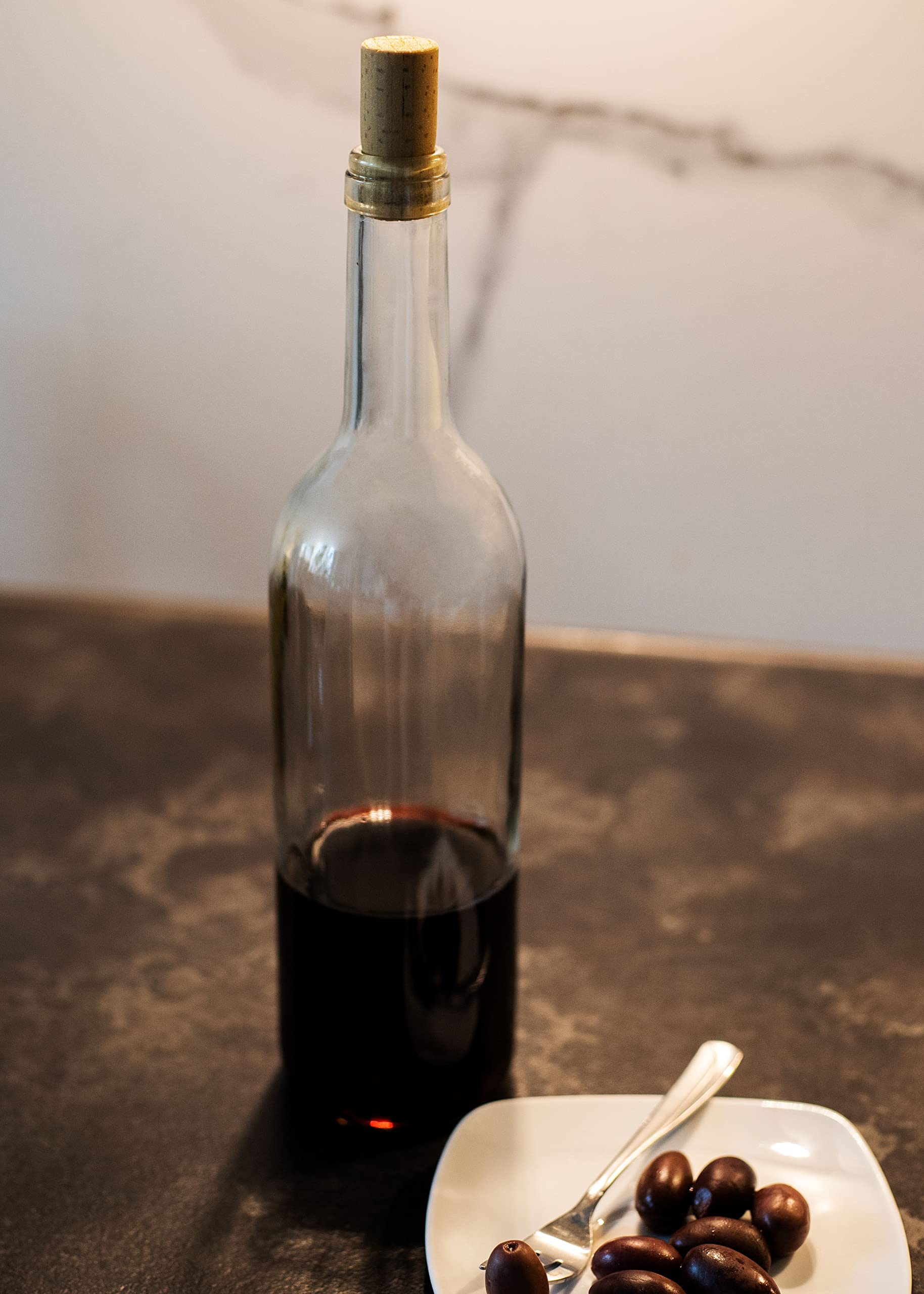Bouteille 750ml Bordeaux 32 pièces avec bouchon - Bouteilles de vin vide pour brasserie à la maison - Boîte de rangement pour boissons - Décoration de service - En verre transparent