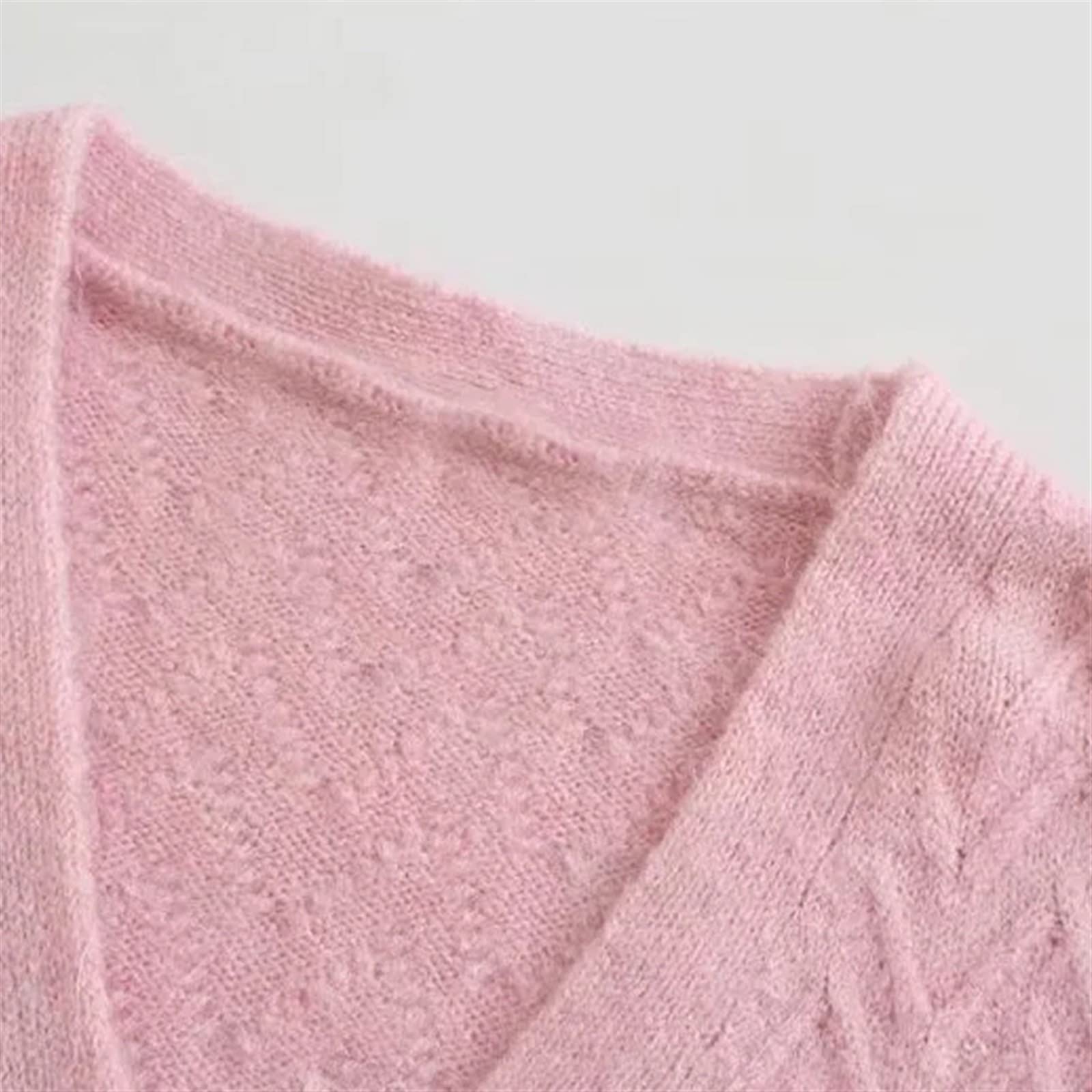 Damskie swetry sweter damski dzianinowe kardigany dekolt w serek różowy kardigan damski top z długim rękawem kieszeń damska dzianinowa kurtka
