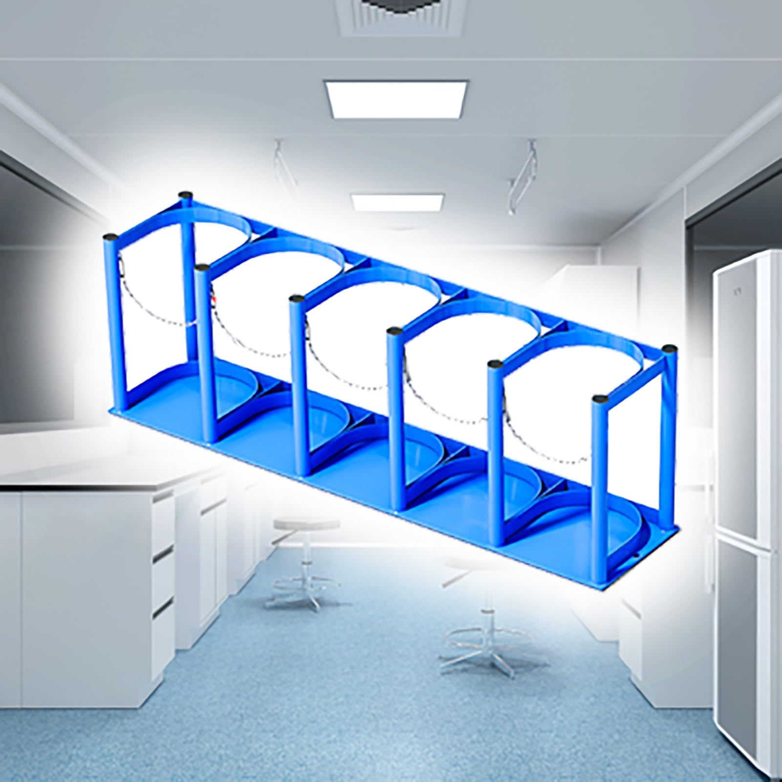 OWOHYG Oxygen Cylinder Rack With Chain,Secure Floor Mount Holder For Laboratory,Clinic, Storage.L-93cm(36 5/8