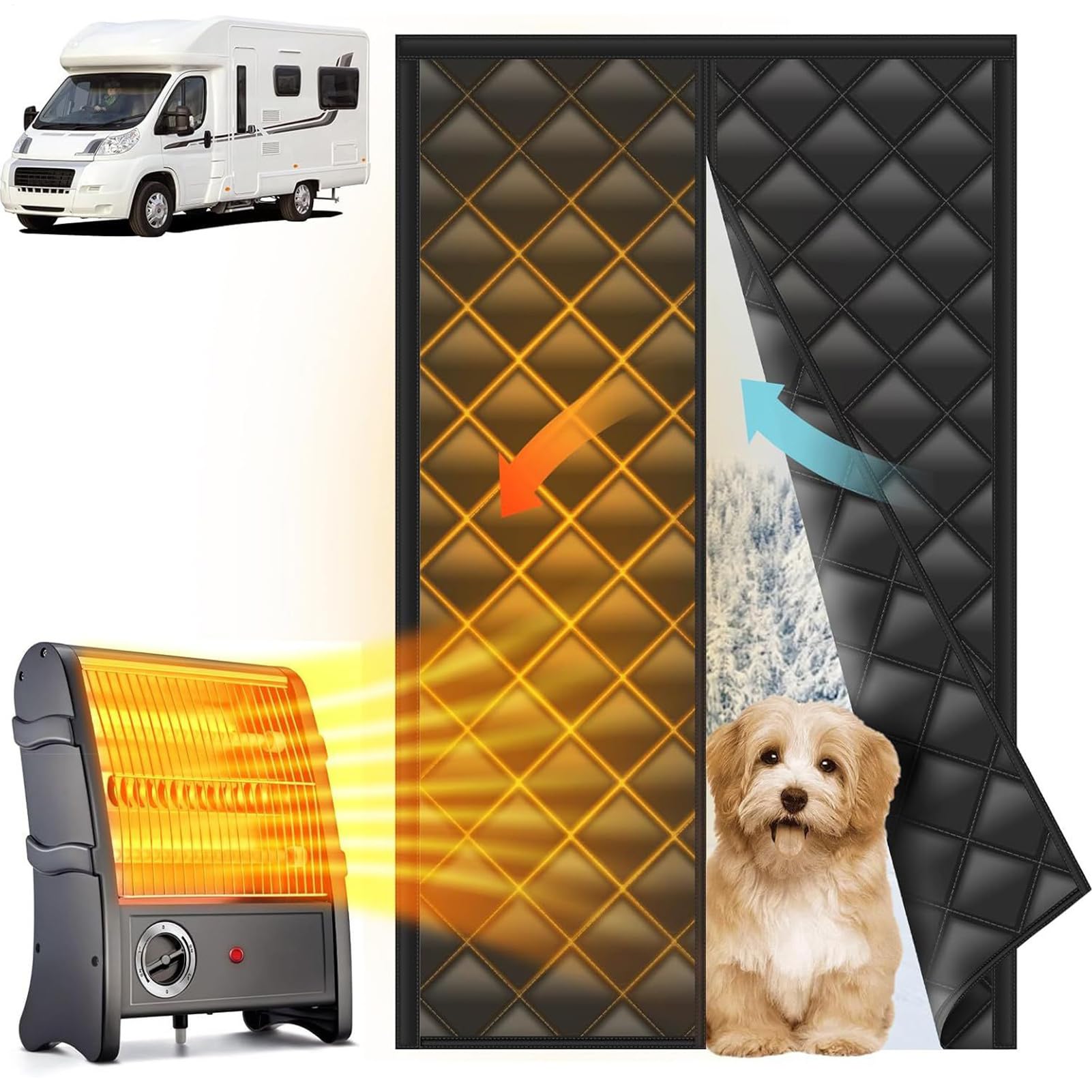 Rideaux Isolants pour Porte De Camping-Car Protection Anti Vent et Anti