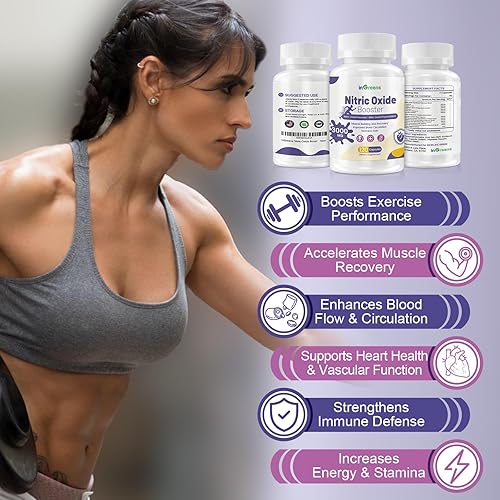 Miniatura 3 de Suplementos de óxido nítrico para hombres y mujeres, 3000 mg, 120 cápsulas - Refuerzo de óxido nítrico 13 en 1 para el crecimiento muscular, salud