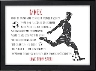 Personalised Birthday Christmas Gifts for Boys Football Footballer Poem Gifts Presents for Boys Kids Children Football Gifts - Gifts for Him Male Boys Son Grandson Nephew Best Friends - A5, A4, A3