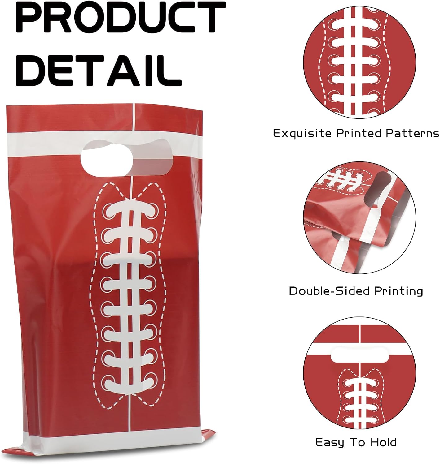 50 PCS Superbowl Party Decorations Football Gift Bags Football Party Decorations Plastic Goodie Goody Treat Snack Candy Bags Football Favor Bags for Sport Theme Birthday Party Supplies - Image 4