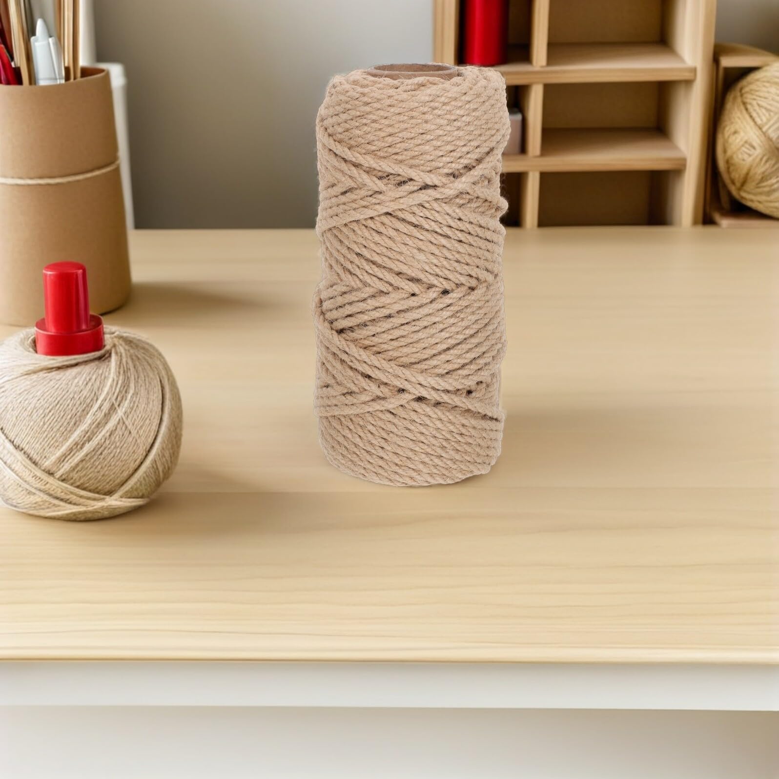 Geflochtenes Hanfseil 2 Rollen Khaki, Heavy Duty, Verhedderungsfrei | Naturfaser für Verpackungen, Professionelle Bastelprojekte, Minimalistischer Rustikaler Stil, Selbstgemacht Enthusiasten