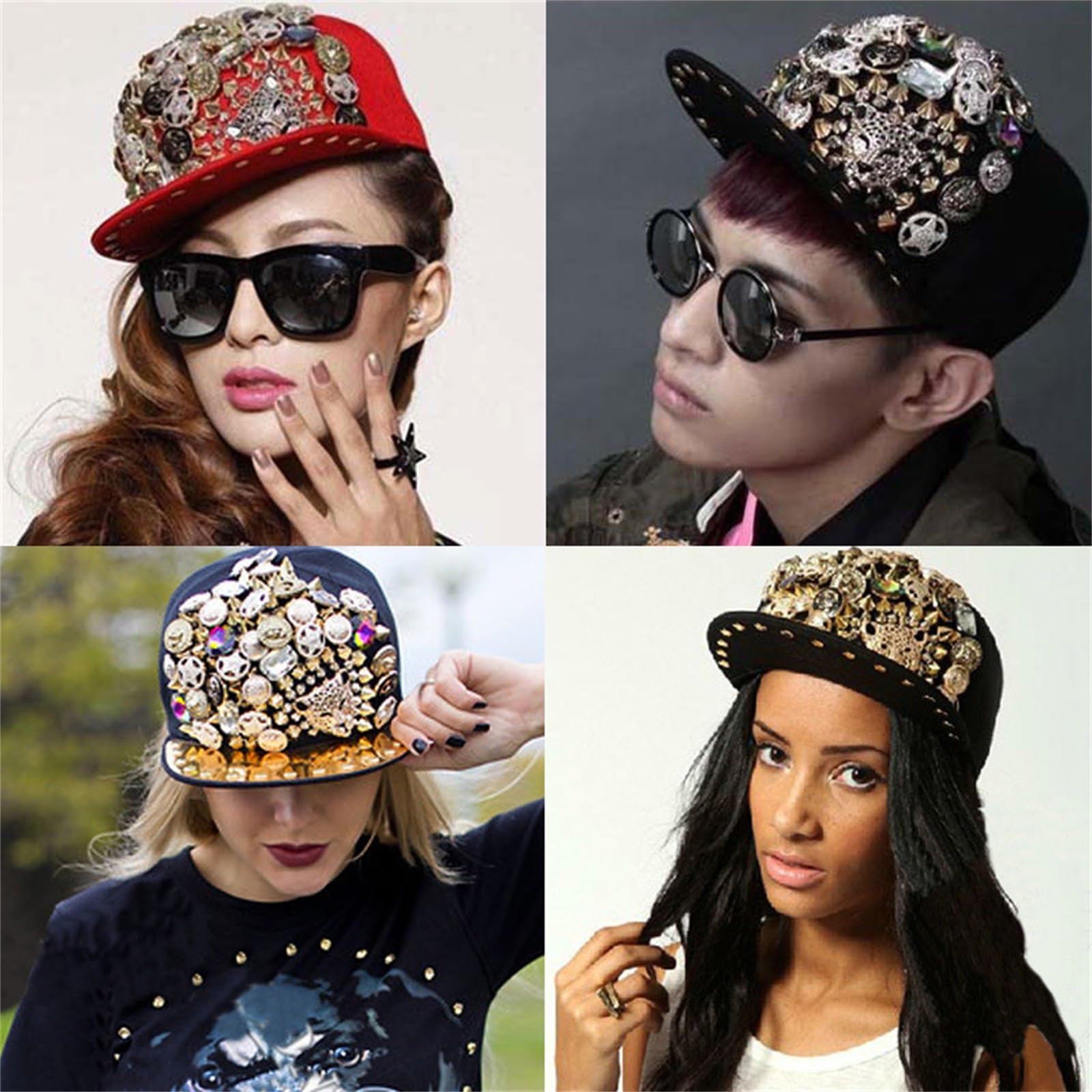 Gorra de Béisbol Gorra de béisbol Punk Hip Hop Street Dance Hat Flat Cap para Deportes de Golf