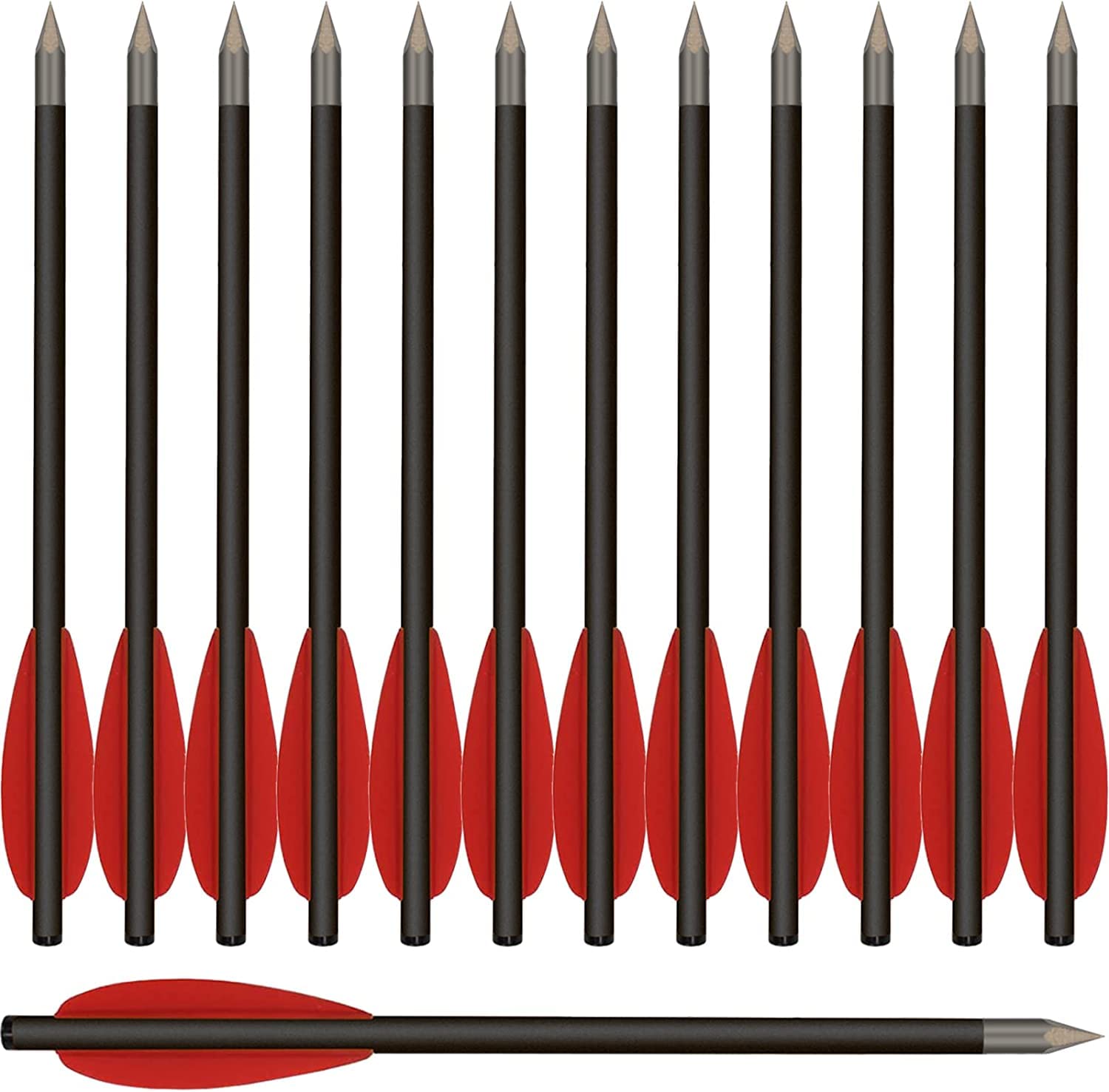 WANVZMR Mini Pistol Crossbow Bolts with Sharp Steel Tips, 6.3" Carbon Crossbow Arrows for 50-80lbs Pistol Crossbow for Adults Great for Shooting Target Practice Small Hunting Archery (12pcs red)