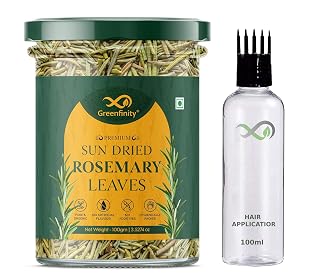 GreenFinity Sun Dried Rosemary Leaves For Hair Growth Aromatic Herb For Cooking, Seasoning, Soups, Salads, Herbal Teas And Garnishing|Healthy For Eye Problems, Hair, Immunity And Digestion ,100 Gram