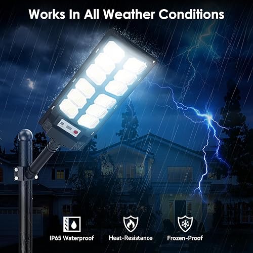 Miniatura 5 de 4-Pack Solar Street Lights Outdoor, 13000LM 6500K Waterproof LED Solar Flood Lights with Motion Sensor, Dusk to Dawn Solar-Powered Light for