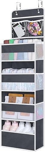 Miniatura 7 de Organizador Univivi para colgar en la puerta, armario de guardería, con 4 bolsillos grandes y 3 pequeños bolsillos de cloruro de polivinilo, para