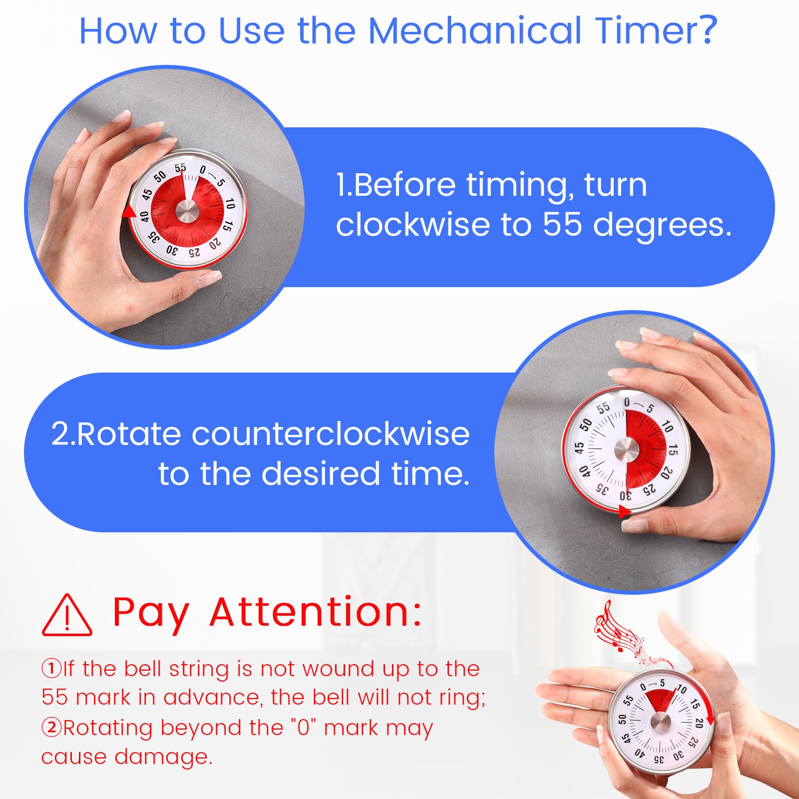 Snapklik.com : Blosssound 3 Pcs 60 Minute Magnetic Visual Timers 3 Inch ...