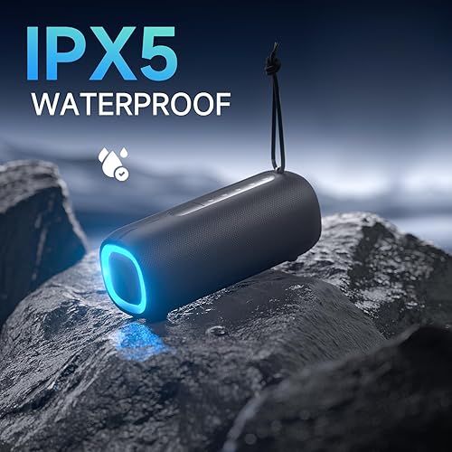 Miniatura 4 de Altavoz Bluetooth portátil, altavoz Bluetooth inalámbrico con sonido estéreo claro y fuerte, altavoces impermeables IPX5 con luces RGB, BT5.3, largo