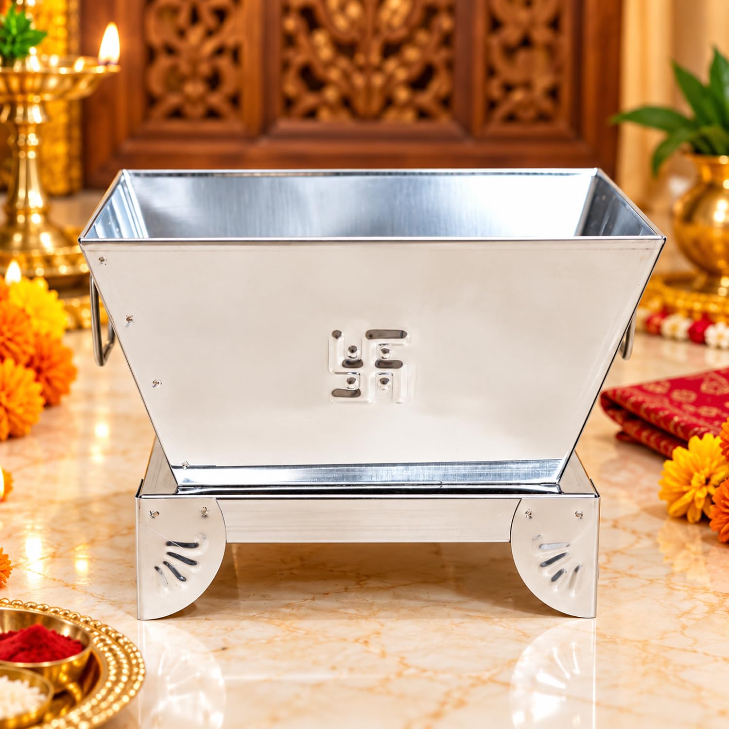 Stainless Steel Hawan Kund - Traditional Pooja Rituals -6 Stainless Steel Hawan Kund - Traditional Pooja Rituals -6