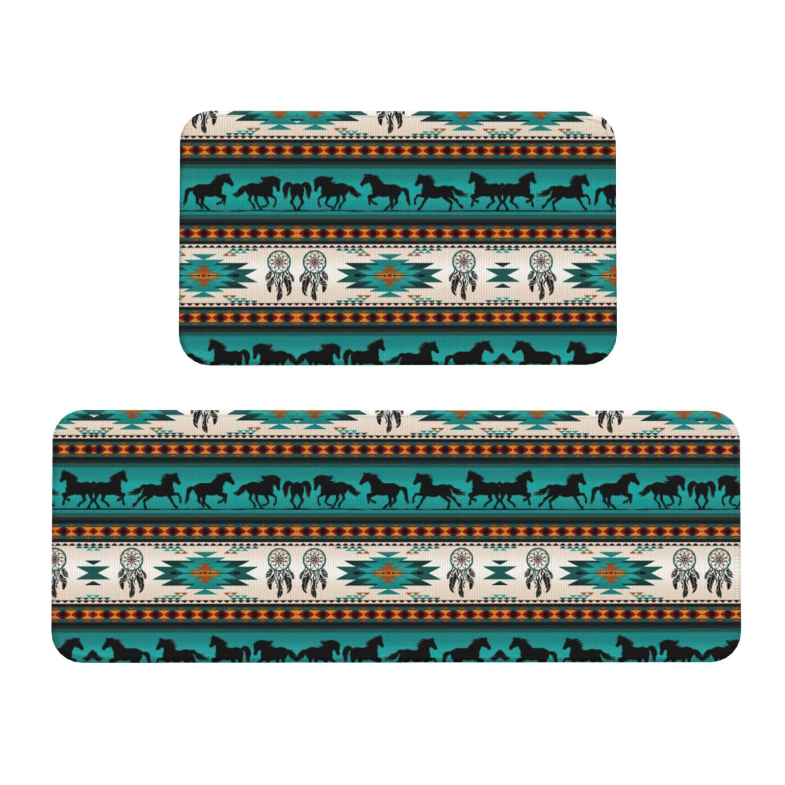Lot de 2 tapis de sol antidérapants motif rayures cuisine maison bureau