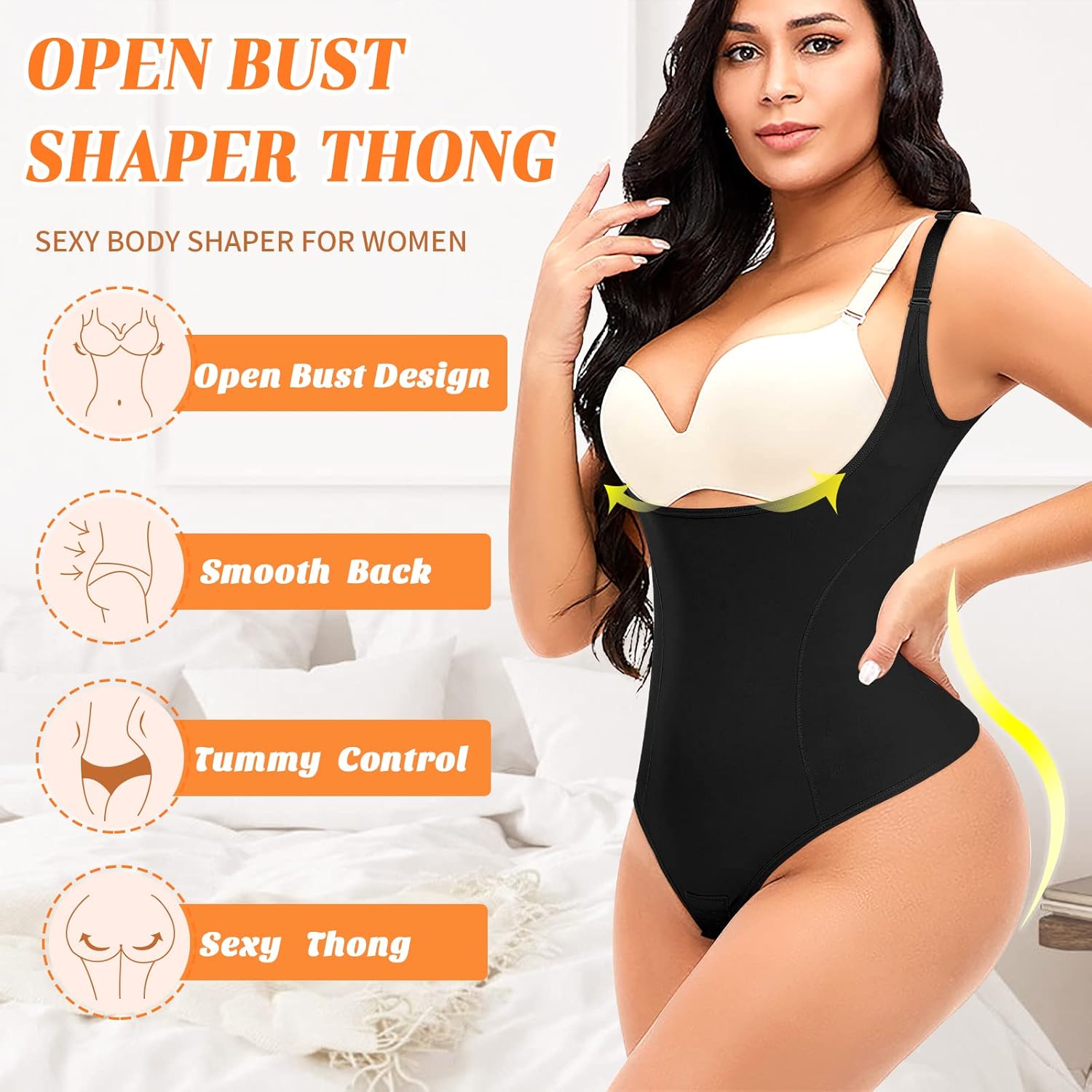 Werena Thong Shapewear Bodysuit for Women Tummy Control Open Bust Body Shaper Slimmer Shaping Thong - Image 4