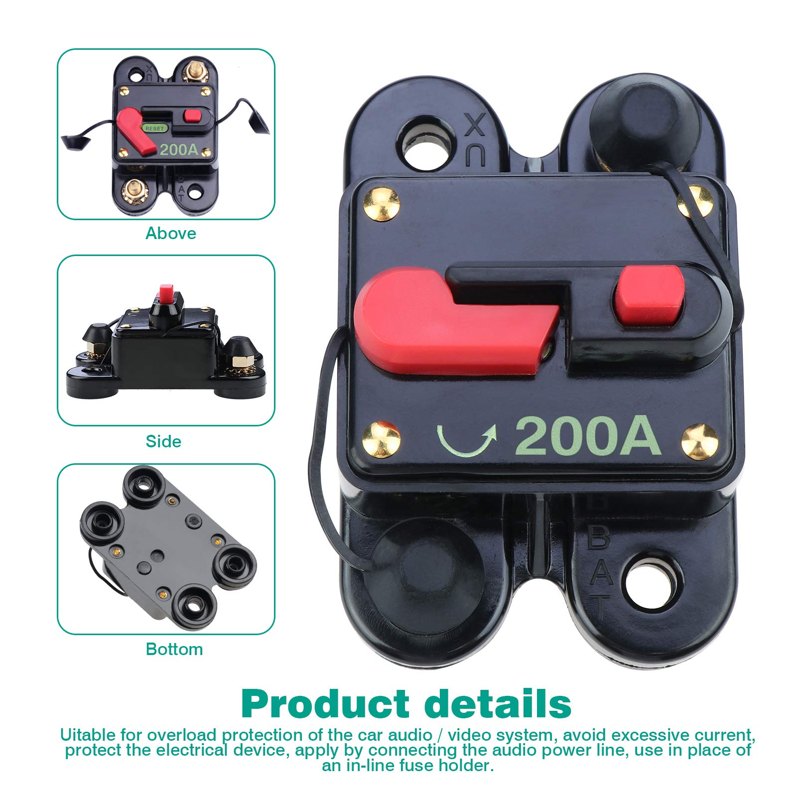 Portafusibile Per Car Audio 150A 12-24V DC - Interruttore Di Ripristino Manuale Con Morsetti A Vite, Protezione Sovraccarico - 2