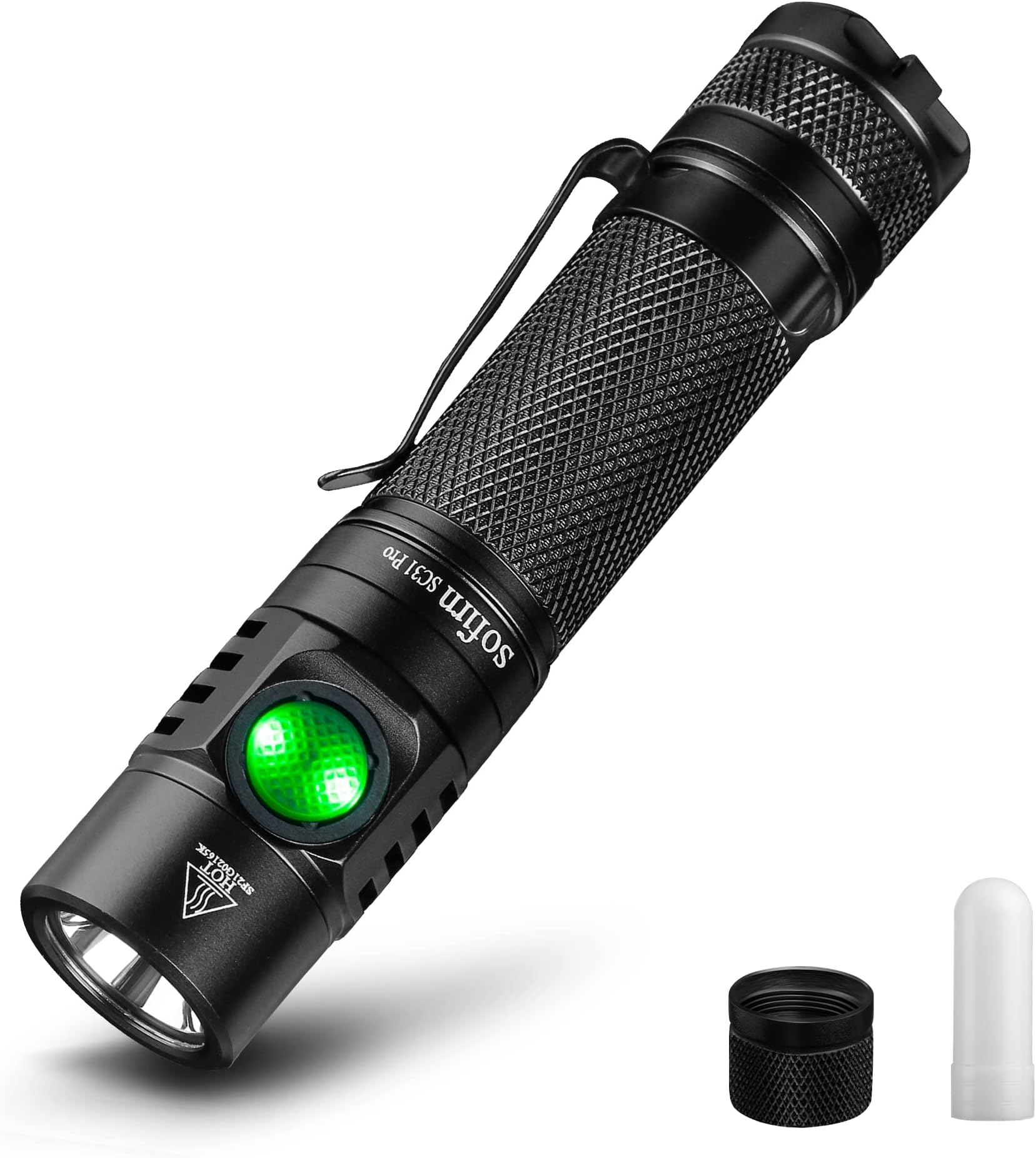SC31 Pro Rechargeable EDC Flashlight, Super Bright 2000 Lumens Pocket Flashlight with SST40 6500K LED, Andruril 2 UI, Water Resistant LED Light with Diffuser Magnetic Tail Cap, for Camping
