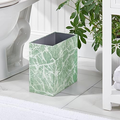 Miniatura 2 de mDesign Bote de basura rectangular de acero pequeño de 2.4 galones9.1 litros, cesta de residuos para baño, dormitorio, oficina en casa, sostiene