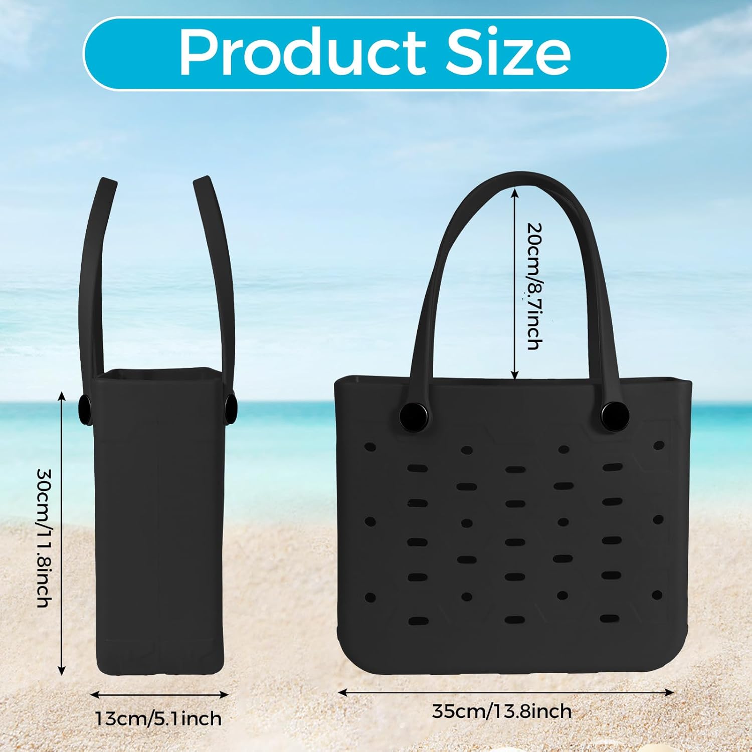 Rubber Beach Bag for Men & Women, Water-resistant Travel Tote Bag for the Beach Boat Pool - Image 3