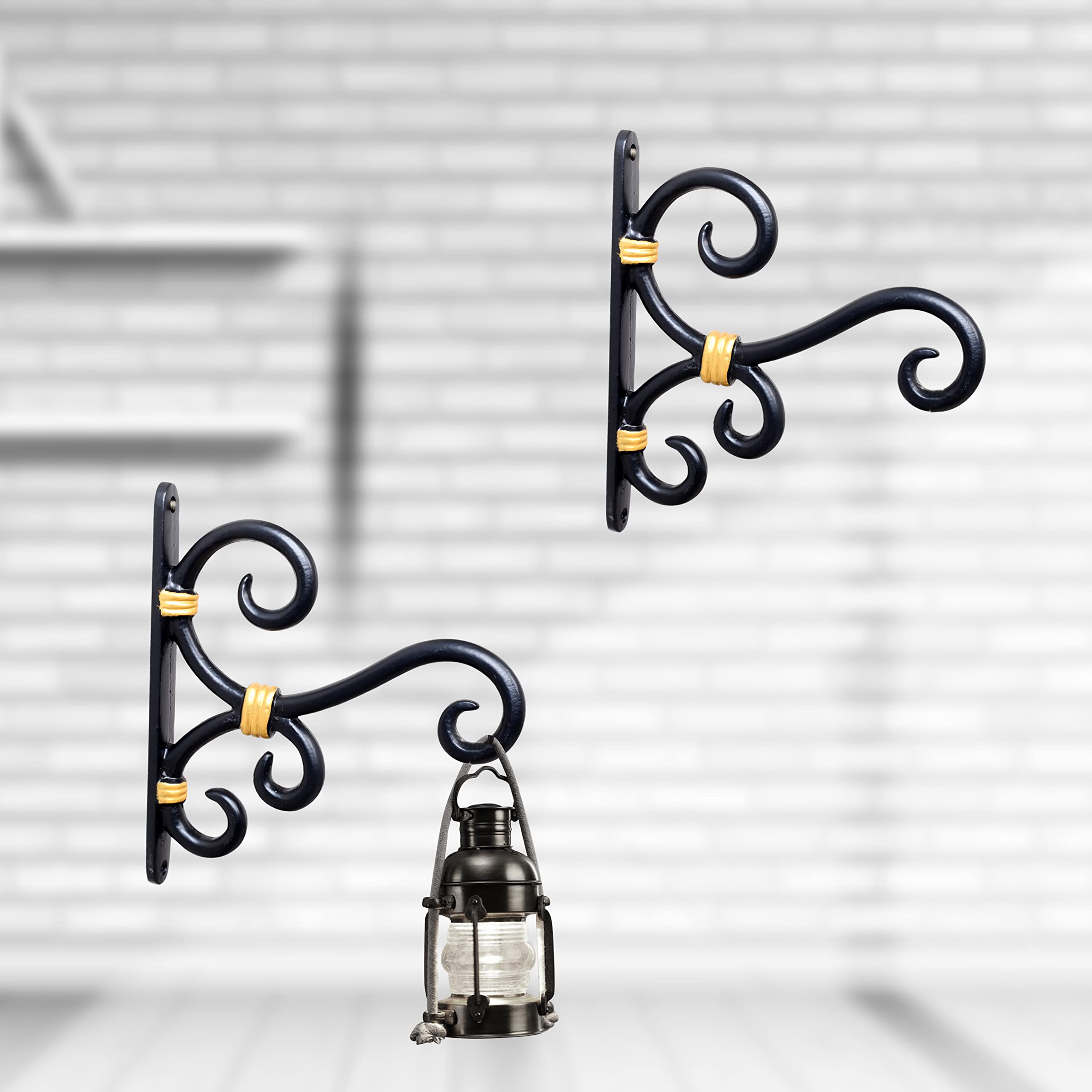 (RES)Metal Wall Hook Hanging Plant Bracket | Decorative Straight Plant Hanger for Pots Bird Feeders Planters, Lanterns, Cotton Wind Chimes Indoor and Outdoor Hanger (Pzck Of 2, Multy Black 23)-image-39