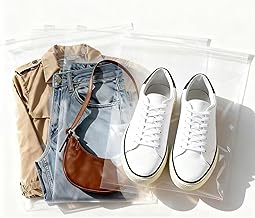 Pack of 30 Transparent Plastic Zip Storage Bags, Travel Bags with Zip for Storing Clothes, Underwear, Shoes, Cosmetics, 17 x 25 cm