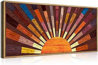 IARTTOP Extra Large Boho Sun Wood Wall Art for Living Room Wooden 3D Fra...
