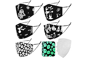 5 Pcs Halloween Face Mask Washable Novelty Masks for Party Cosplay