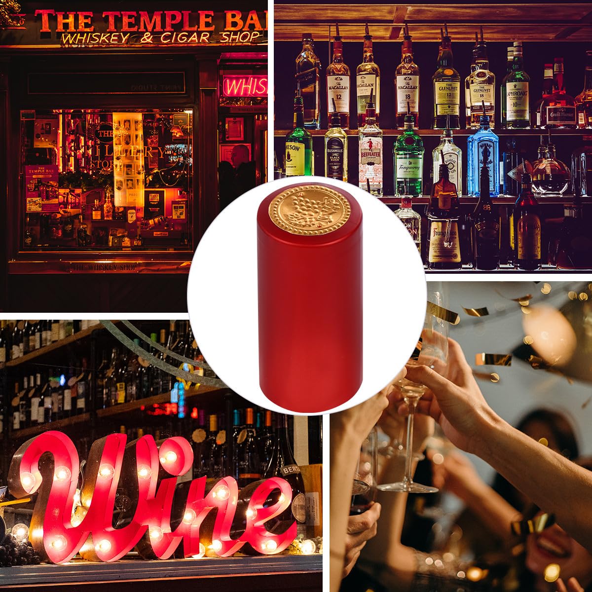 Cápsulas Termorretráctiles Fundas Plásticas Delicadas Efecto Heat-Shrink 100 para Botellas de Vino Rojo Ideales para Elaboración Casera y Restaurantes
