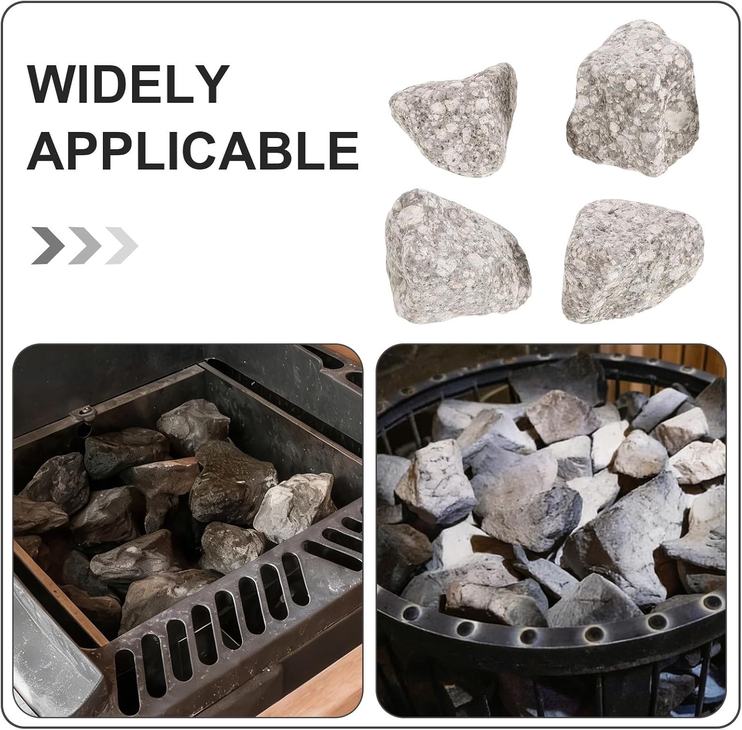 4pcs Lava Rock Sauna Heating Stones - Sauna Rocks for Dry Heater - Natural Stone Accessories for Steam Room Spa Nights 5-8cm