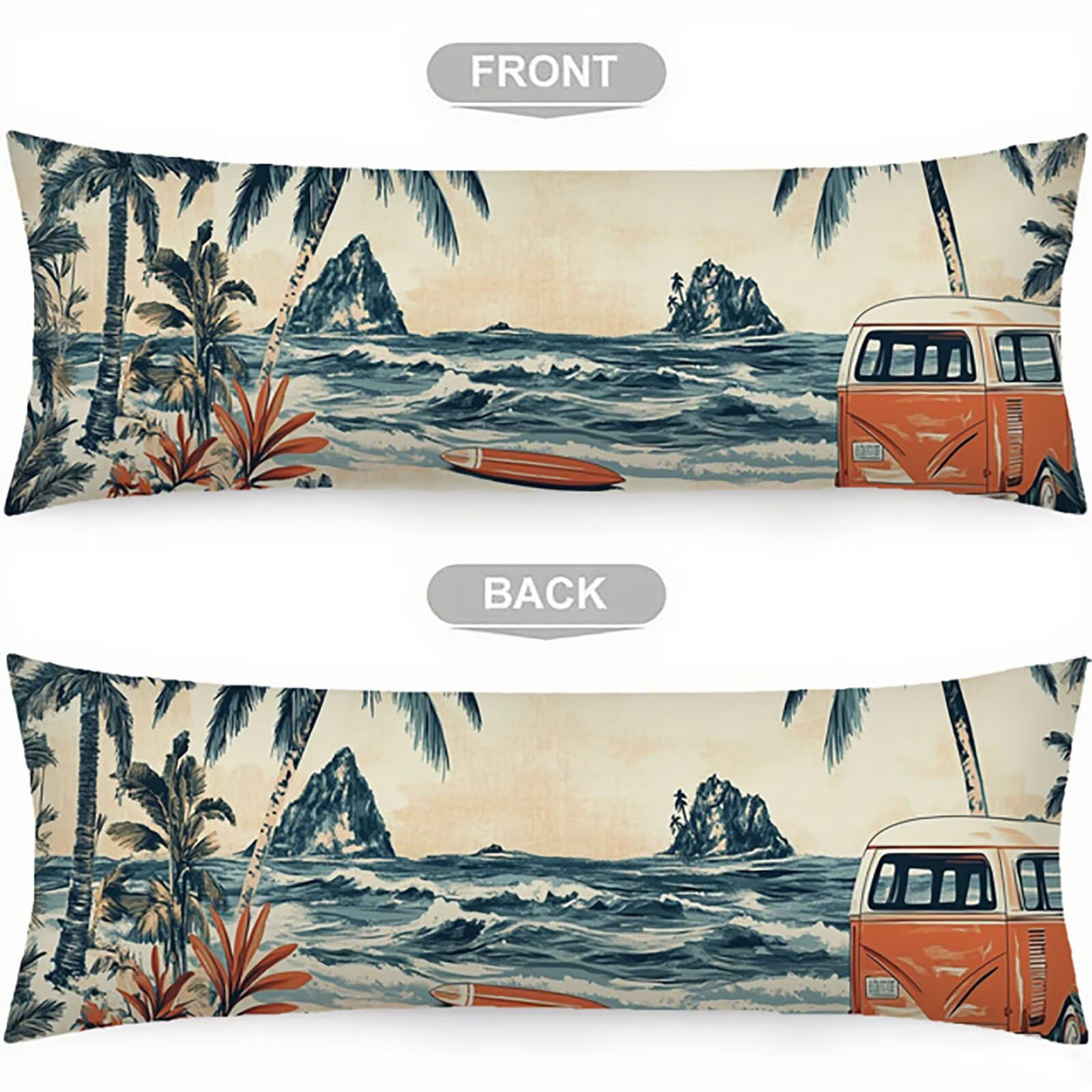 Federe Cuscini Turchese Federe Cuscino Letto Colore Arancione60x180cm Lino Copricuscini, Divano Morbida e Traspirante Stampa Fronte-Retro Con Invisibile Cerniera Lavabile per Letto o Divano C0C1131