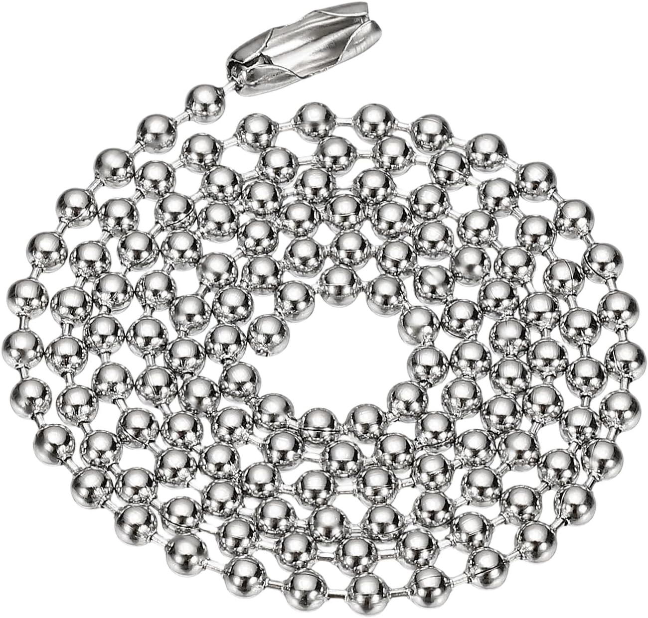 PATIKIL Silver-tone Beaded Chain Necklace, Titanium Steel 2.4mm Bead Ball Chain Necklace Y2K Punk Necklace for Women and Men Jewelry Gift, 20 Inch Length