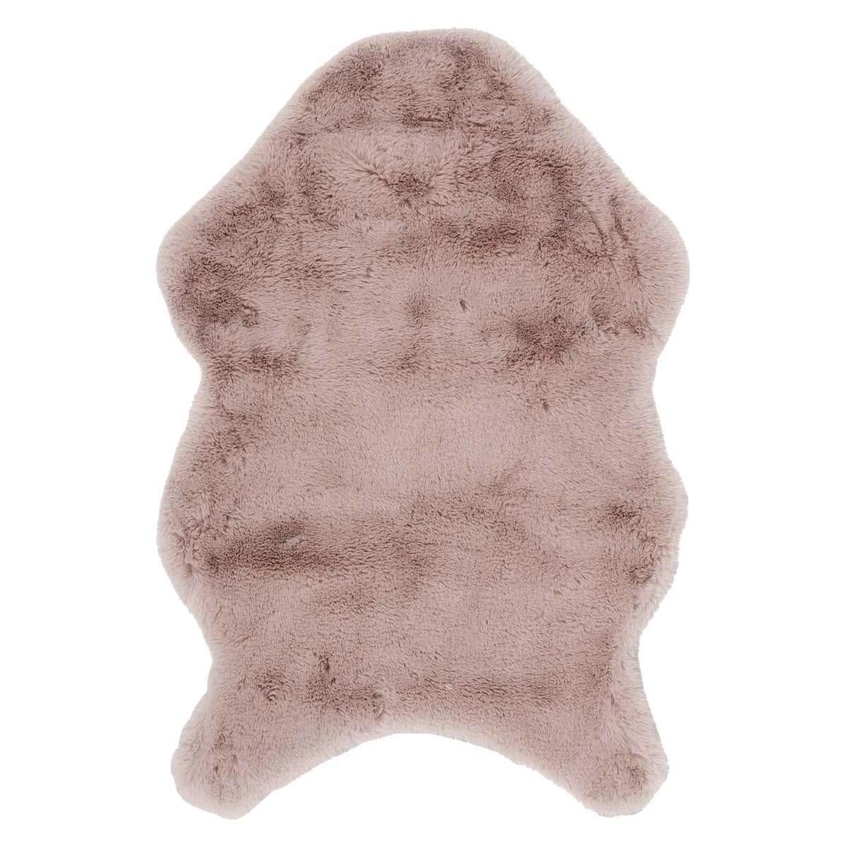 Tapis peau de bête rose SNUGLY 60x90cm fausse fourrure lavable