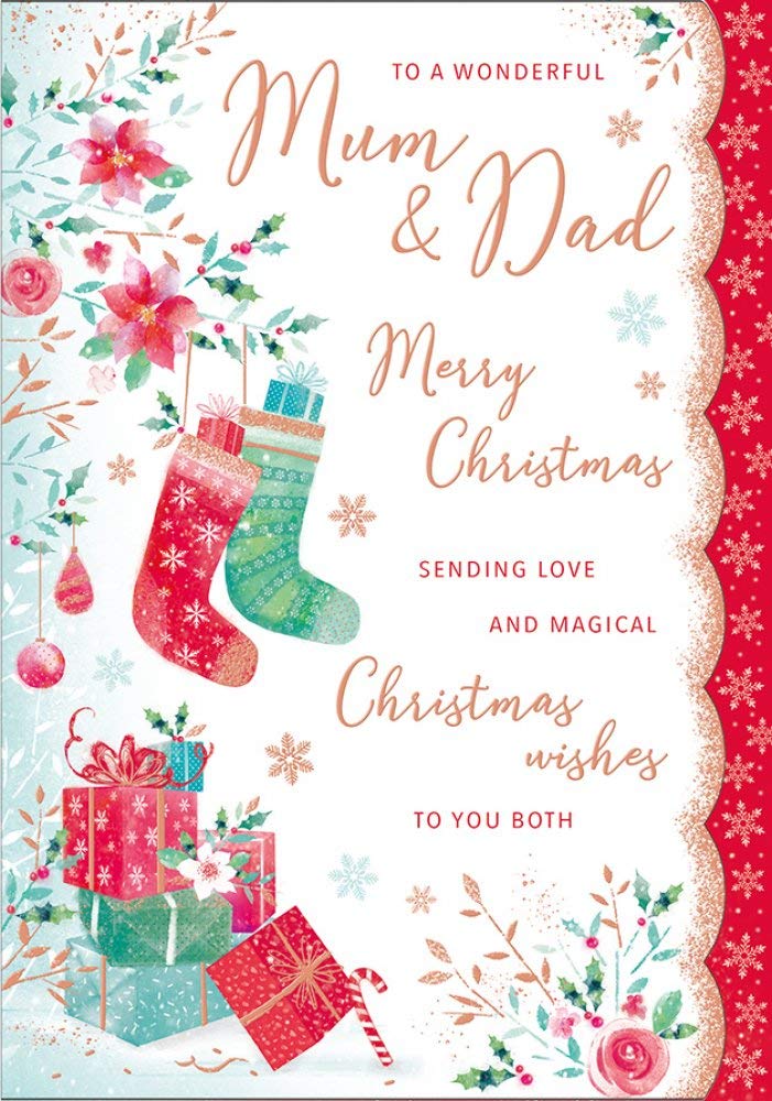 Piccadilly Greetings Traditional Christmas Card Mum & Dad - 10 x 7 inches - Regal Publishing C85319