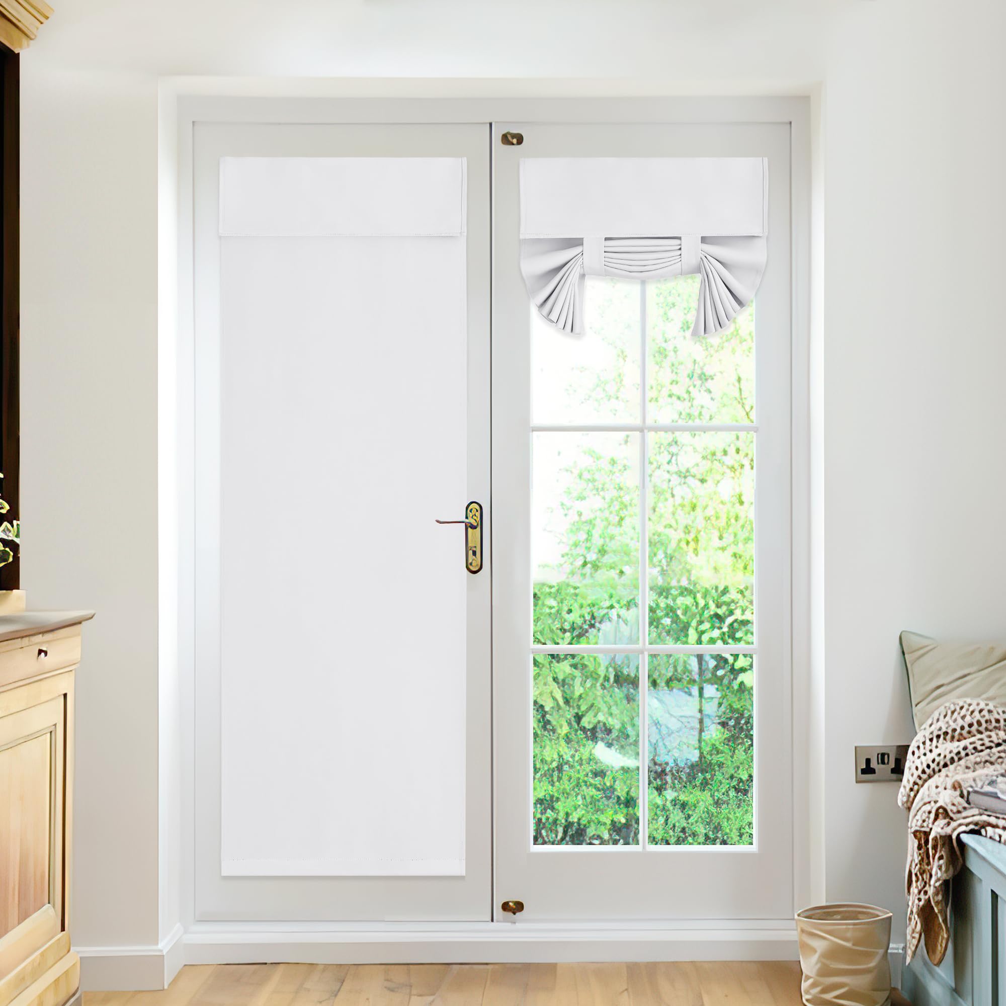 RYB Home Blackout Curtains 2 Panels Set, Privacy Insulating Glass Window Blind for Nana/Sidelight French Door Office, W 26 x L 72, Pure White