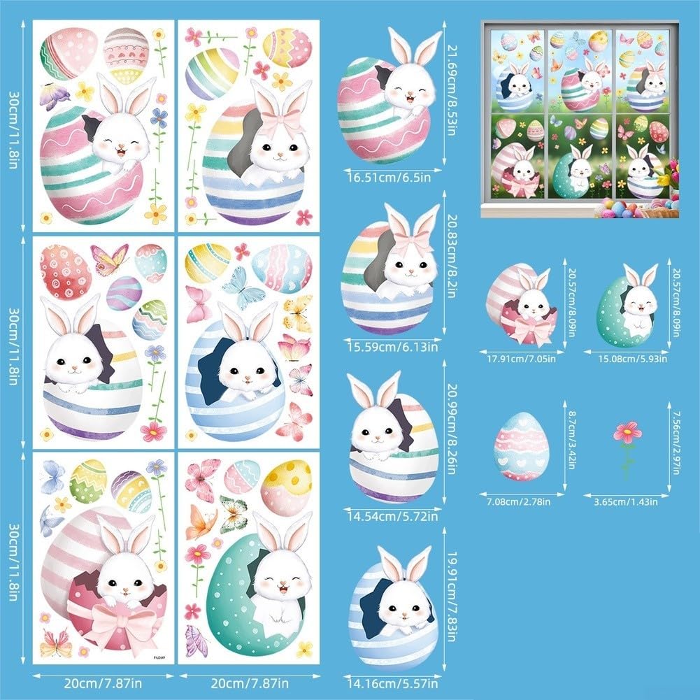 6 Blatt Ostern Fensterbilder Hase Ei Statisch