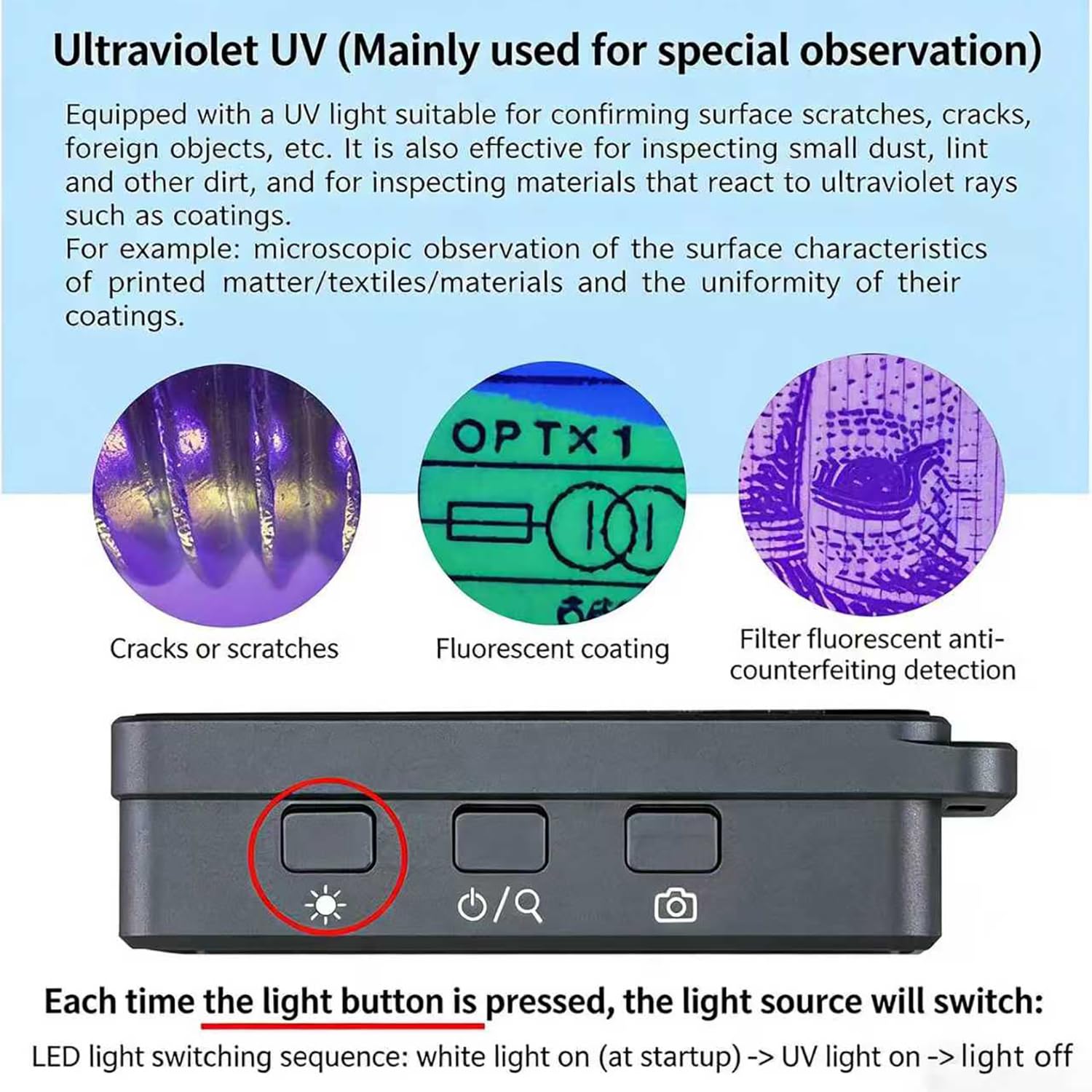COYEUX Mini Lente d'Ingrandimento Portatile per Monete, Microscopio con Lente d'Ingrandimento, Display LCD da 2,4 Pollici, Illuminazione LED Senza Ombre, Distanza di Messa a Fuoco 8-12 Mm