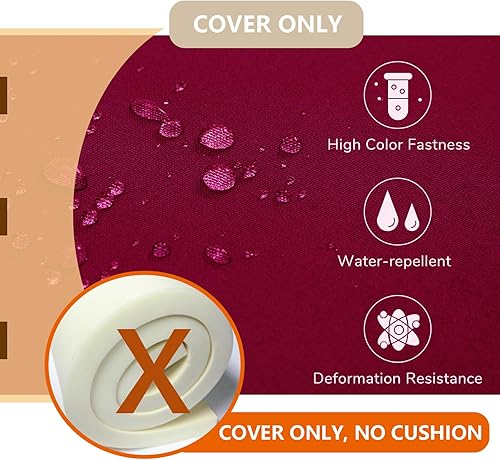 Miniatura 3 de Oslimea Funda de cojín de asiento para exteriores de 22 x 20 pulgadas, impermeable, para muebles de patio, funda de cojín de repuesto para asiento