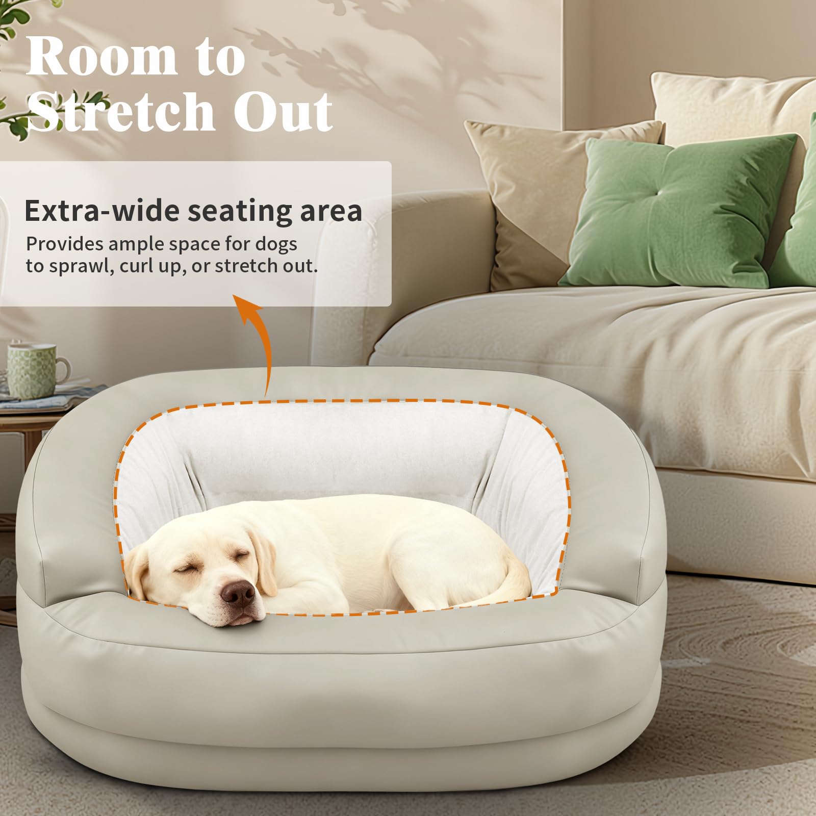 Sofá para Perros, Cama Sofá para Perros Medianos a Grandes de hasta 27kg, Camas para Perros con Diseño de Recinto Profundo de Pared Alta, Sofá para Mascotas con Funda Extraíble Lavable y Parte