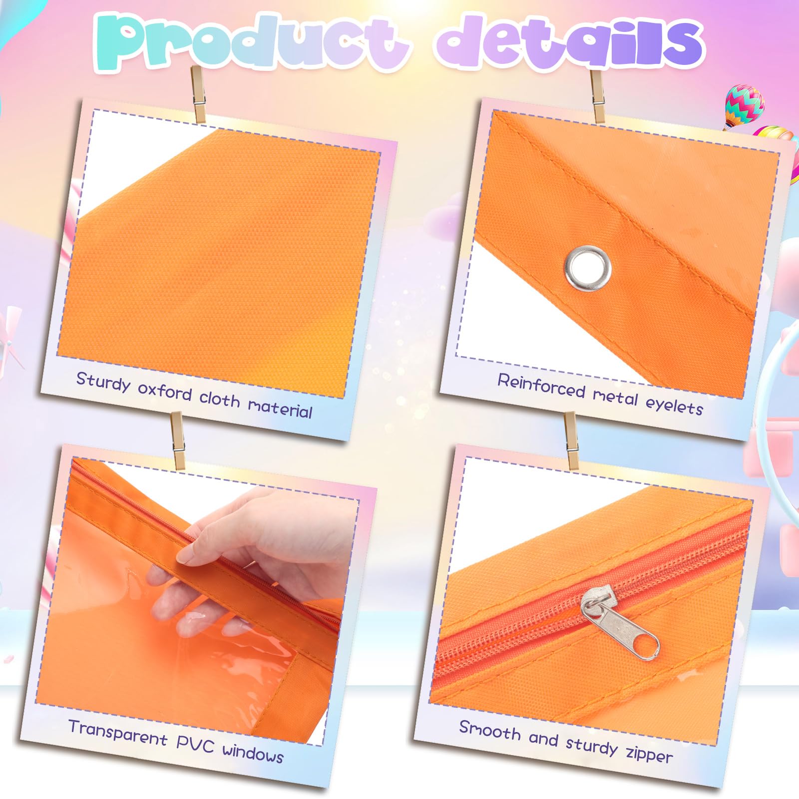 Leinuosen 64 estuches para lápices a granel de 3 anillos con ventana transparente y carpeta con cremallera, bolsa de papelería para oficina, escuela, suministros de aula (fresco)