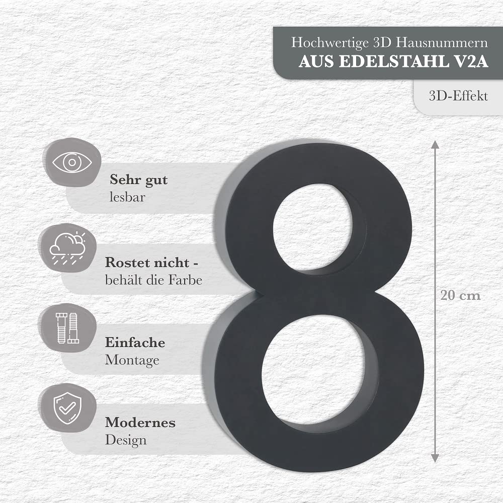 Hs20 Numéro De Maison Moderne, Anthracite Ral 7016, À Planter