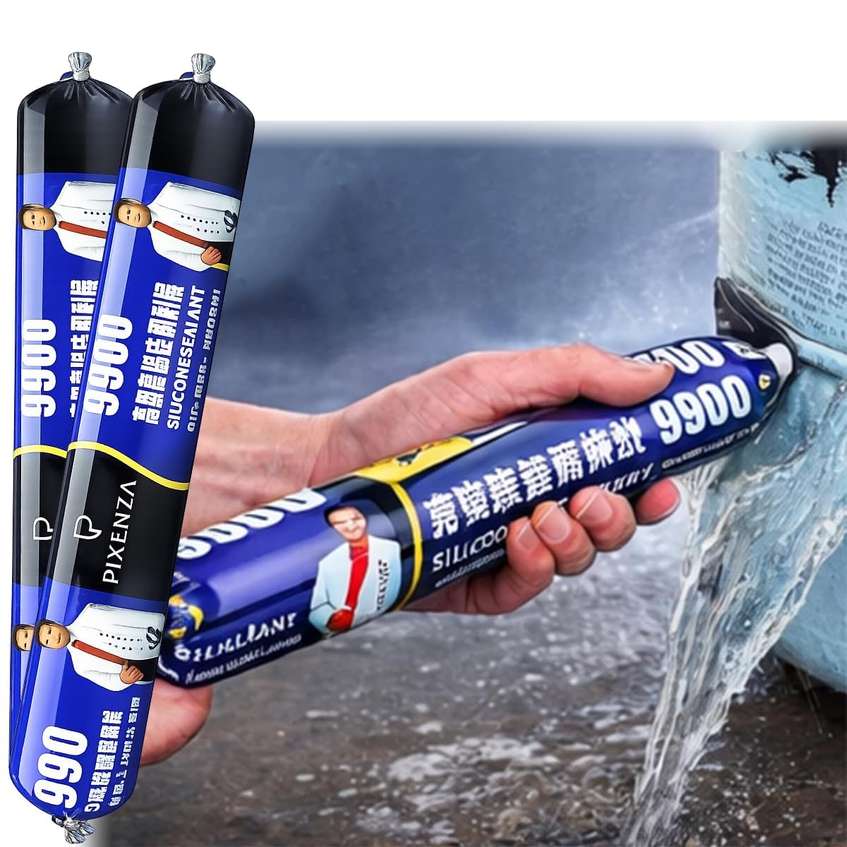 PIXENZA 750gm Waterproof Silicone Sealant, Fast Fixing, Fast Drying, Quick Leakage Repair Adhesives Sealant, ideal for Roof, Concrete, Watertank, Iron Galvanized, Steel, Metal, Aluminum. (750 gm)