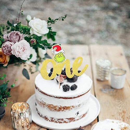 Vista 82 de Rsstarxi 1 paquete de decoración de pastel de Navidad con purpurina verde y rojo hojas de acebo y bayas, sombrero de Papá Noel, barba, decoración